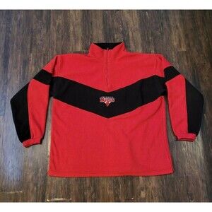 Vintage Chicago Bulls 1/2 Zip Sweatshirt Center Logo Pro Edge 1998 Black Red XL